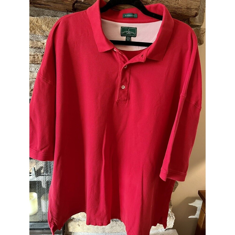 Mens Big & Tall - 4X-  Outer Banks 100% Egyptian Cotton 4XL Red Polo Shirt